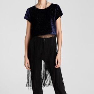 NWT Zara midnight blue velvet top